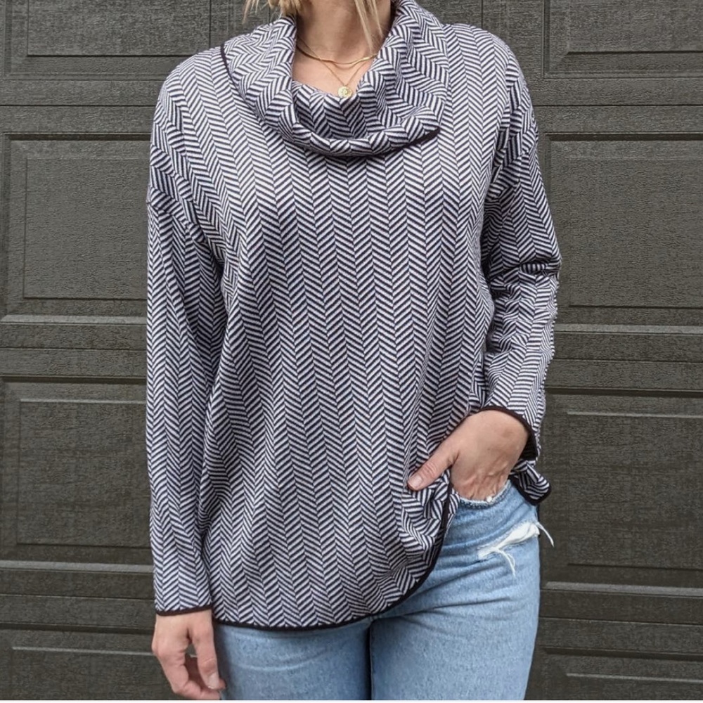 Calvin Klein Gray Textured Cowl Neck Sweater
